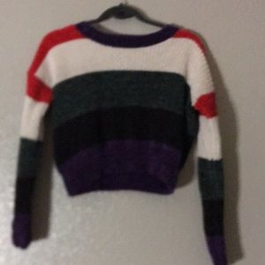 cropped multicolor knitted sweater